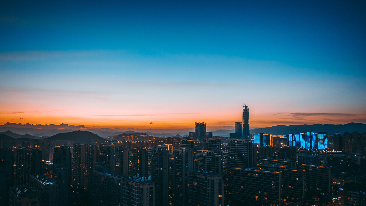 台州城市夜景风光全景